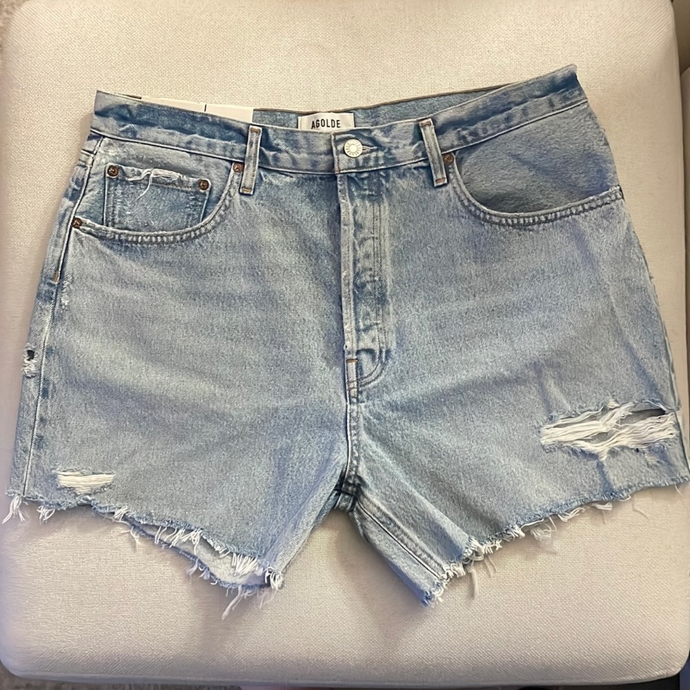 Agolde Riley Denim Shorts - High Rise Slim Leg - Size 33